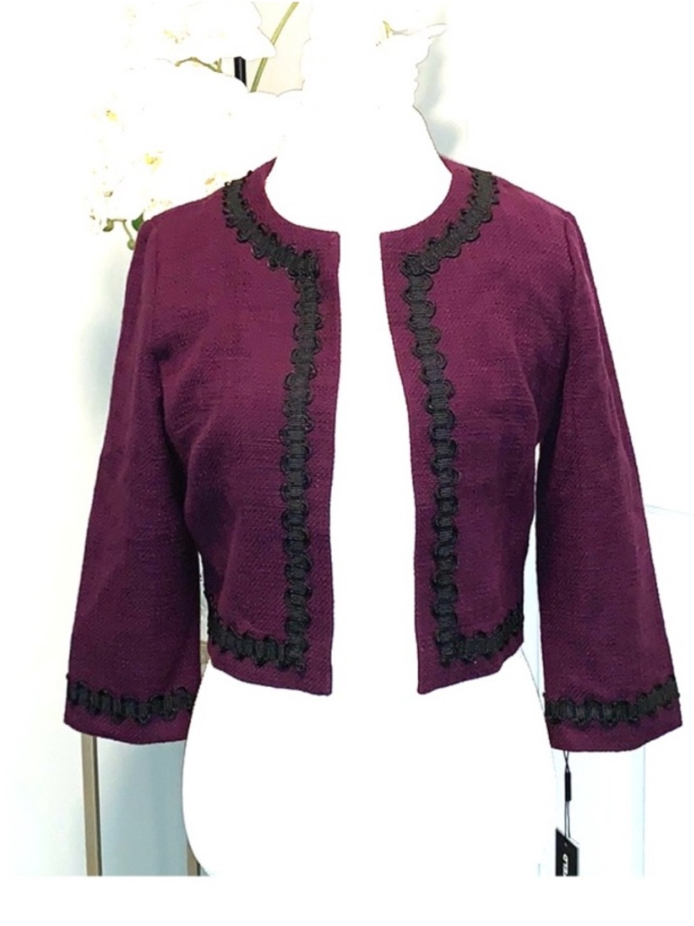Karl Lagerfeld dark purple cropped blazer NWT
